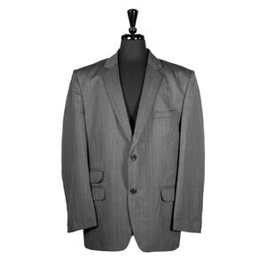 Mens Blazer Gray Herringbone Wool Formal Dress Lined Suit Jacket Sport Coat 46R